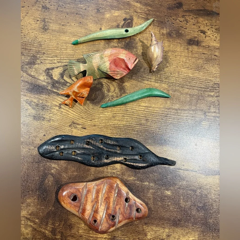Wooden Fish Sculpture Handcrafted in the Bahamas- Multicolor